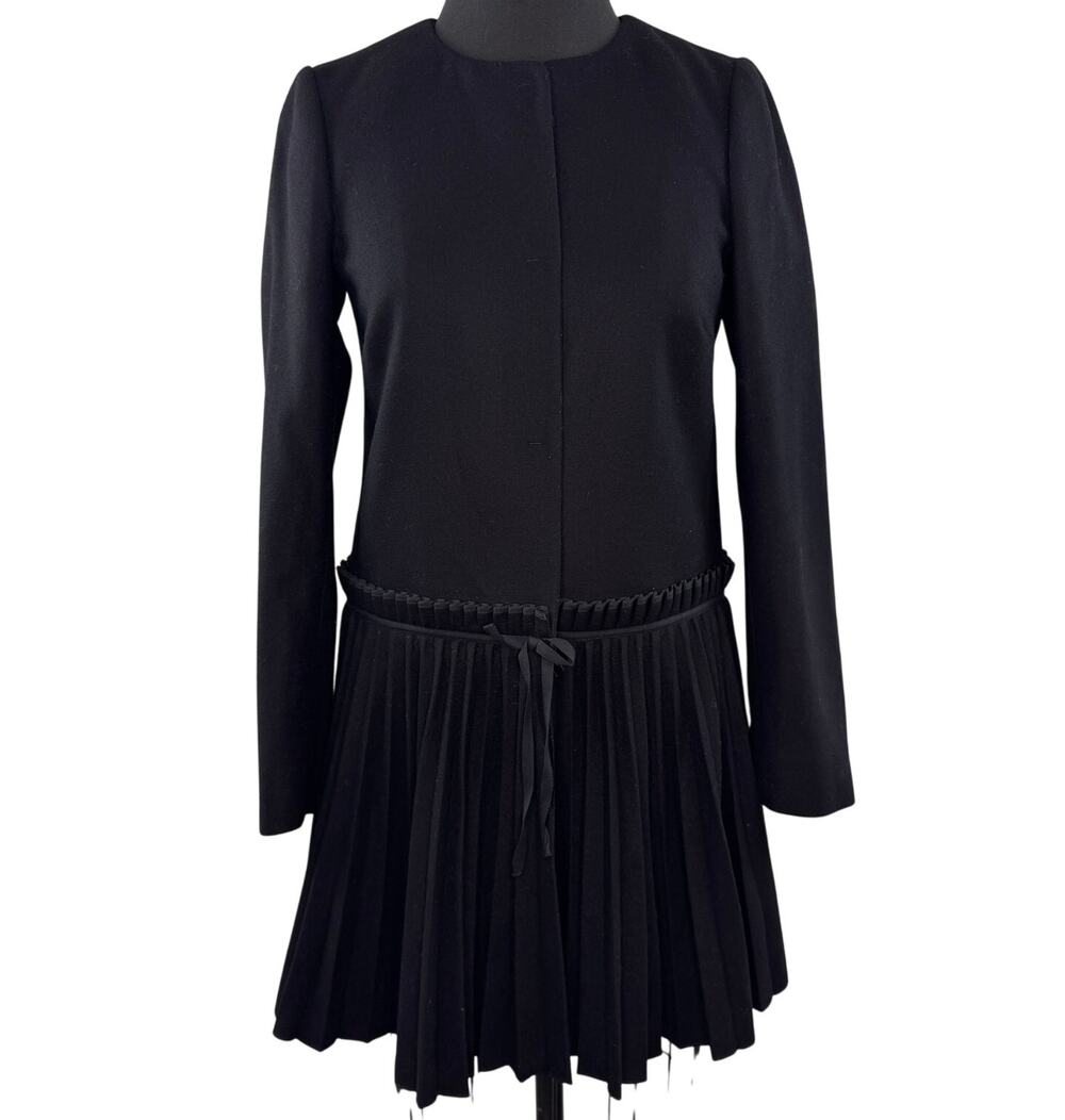 RED Valentino Wool Coat w/Accordion-Pleated Tie-Waist Party/Cocktail Sz 40 $995